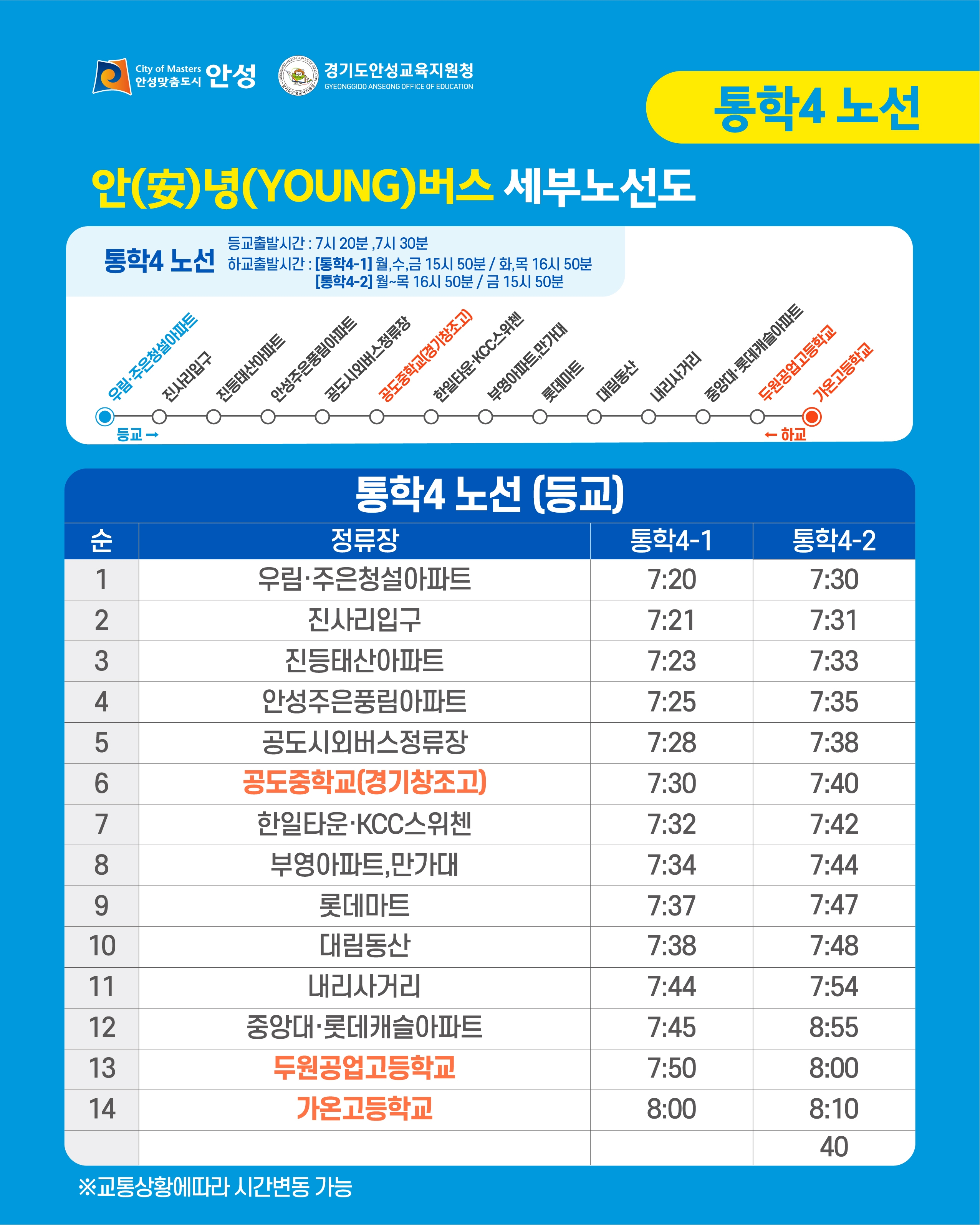 2026년 안성시 대중교통 불편지역 중고학생 전용 통학버스 운영