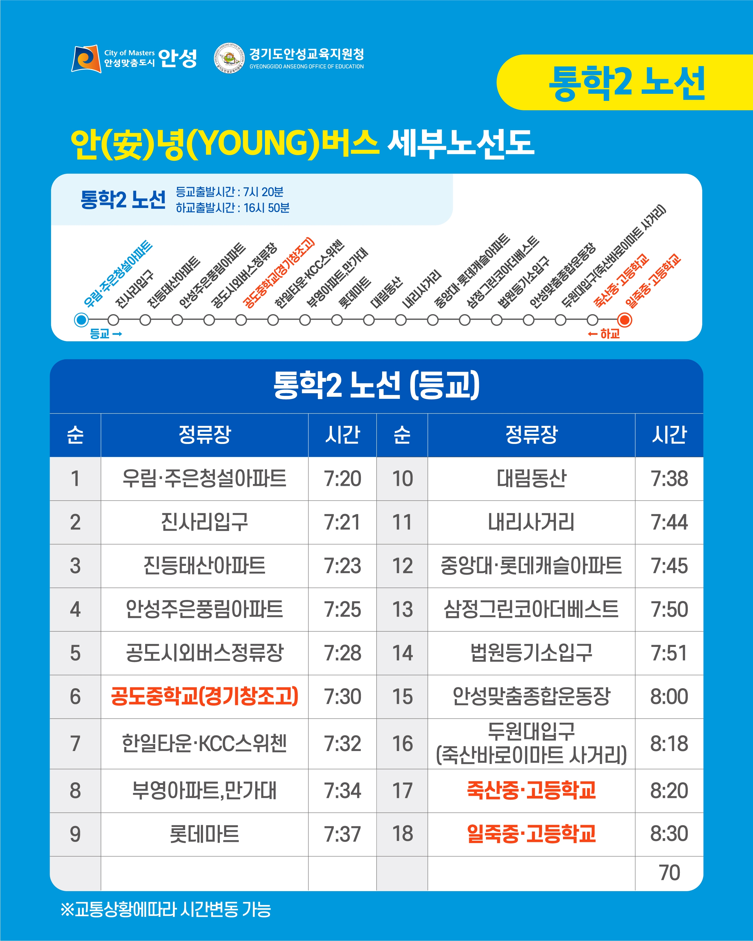 2026년 안성시 대중교통 불편지역 중고학생 전용 통학버스 운영