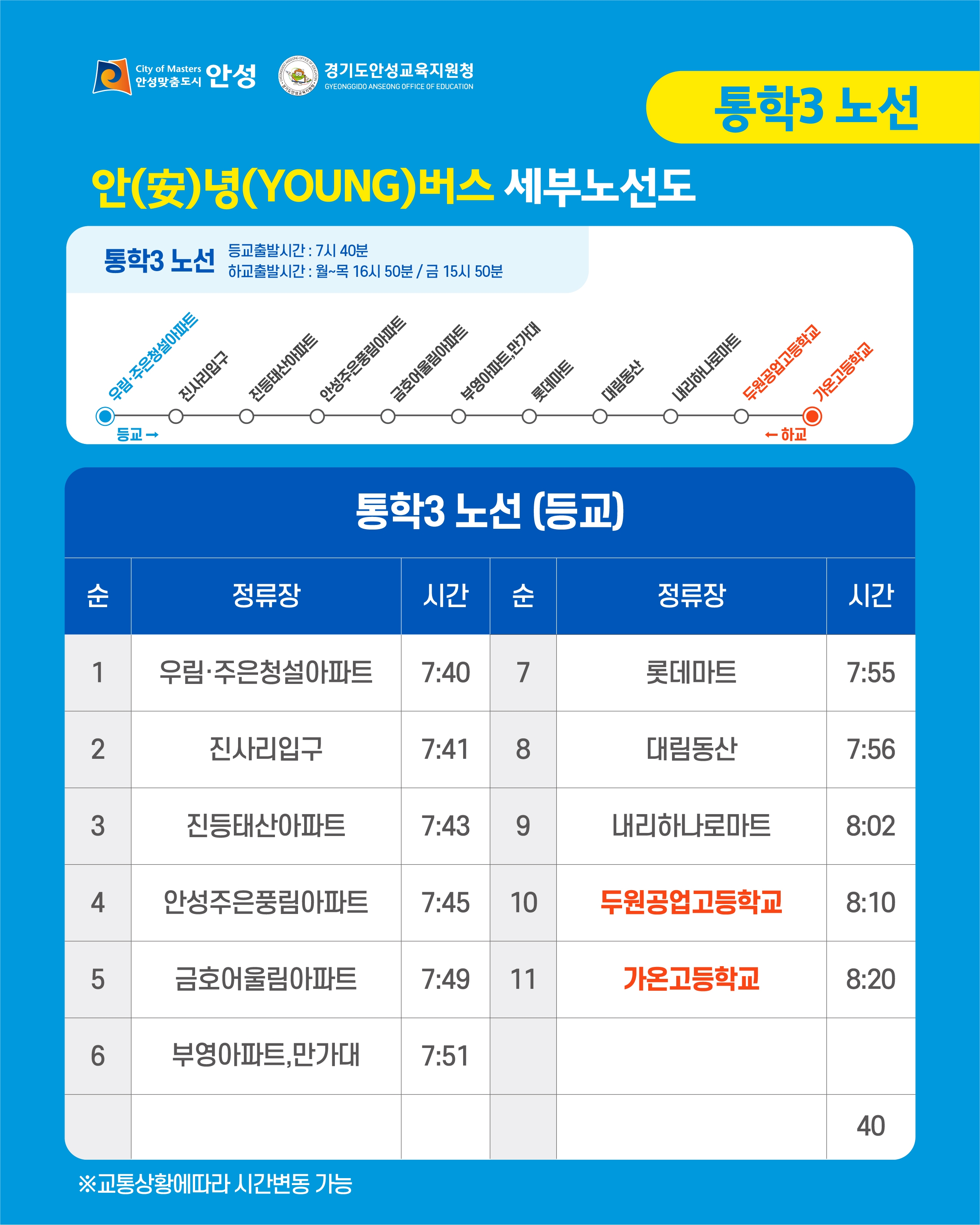 2026년 안성시 대중교통 불편지역 중고학생 전용 통학버스 운영
