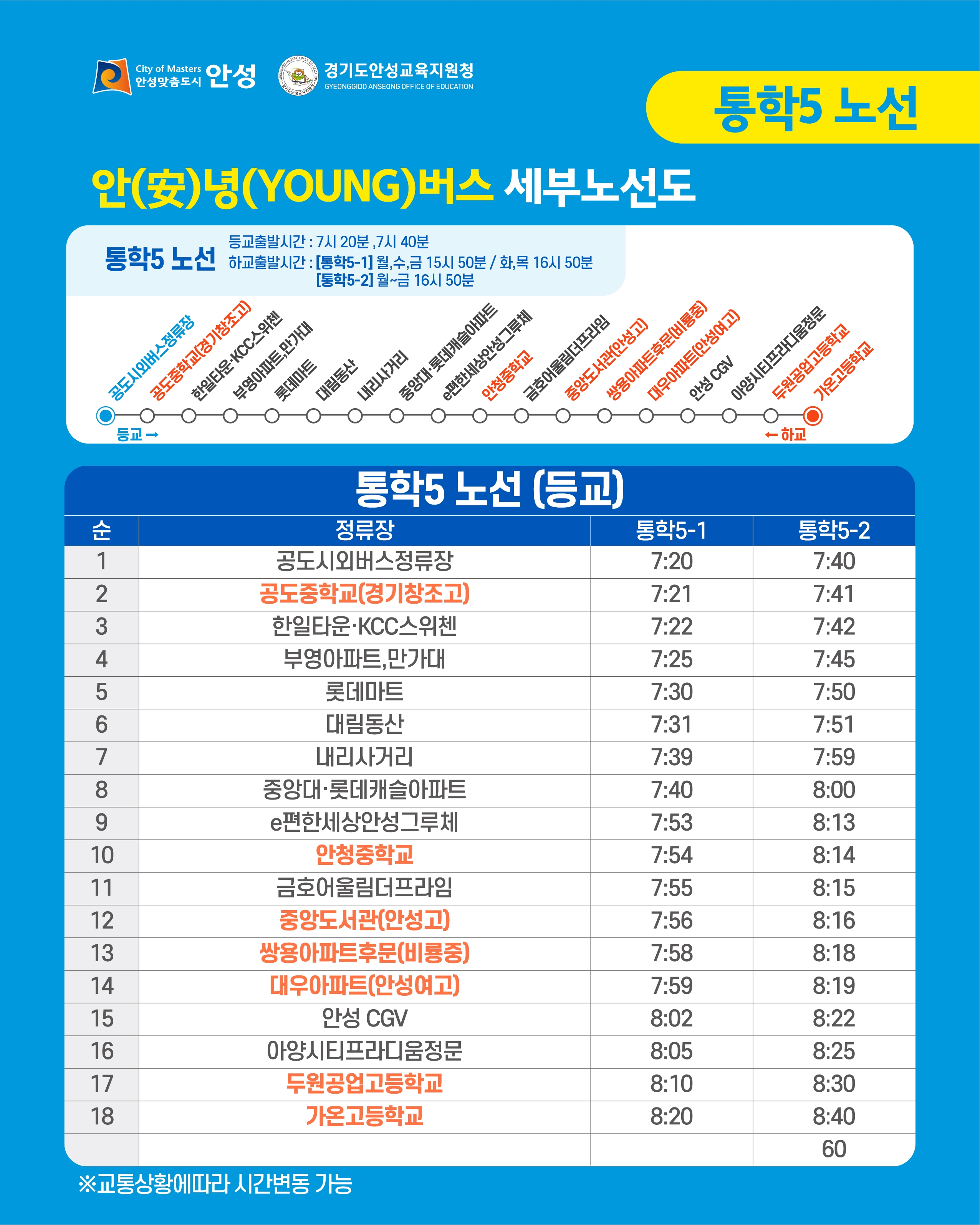 2026년 안성시 대중교통 불편지역 중고학생 전용 통학버스 운영
