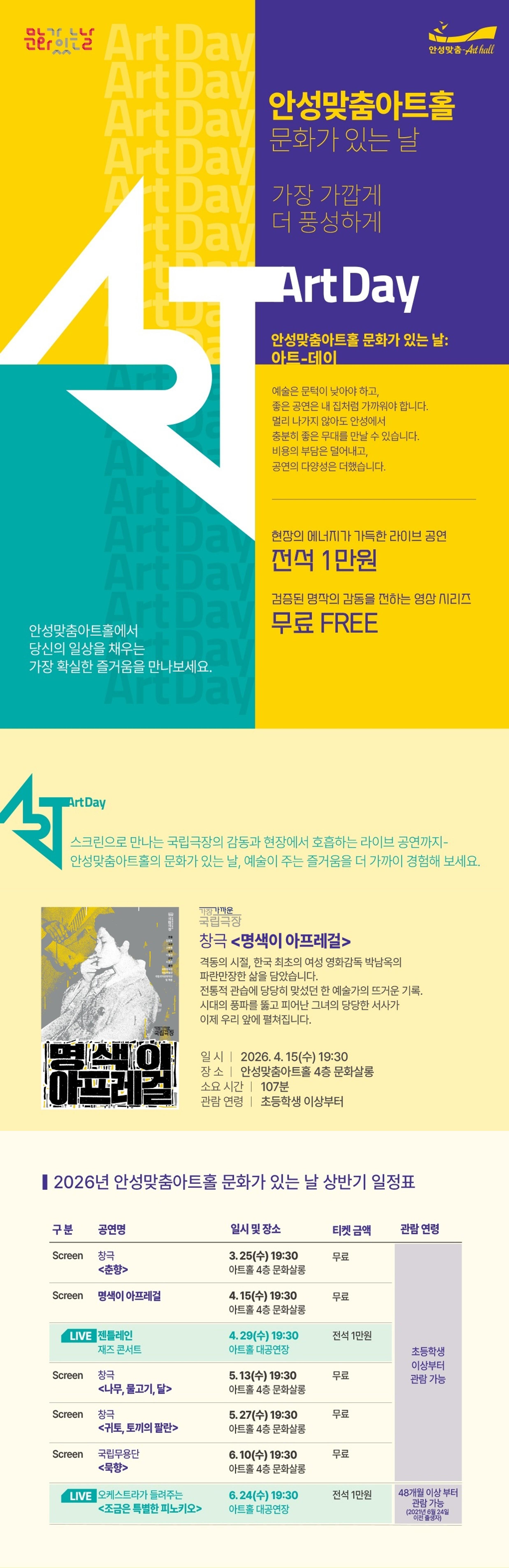 아트홀 문화가 있는 날 공연영상 명색이 아프레걸 상세 이미지