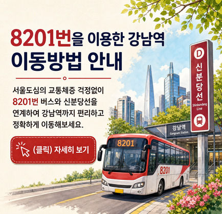 8201번을 이용한 강남역 이동방법 안내