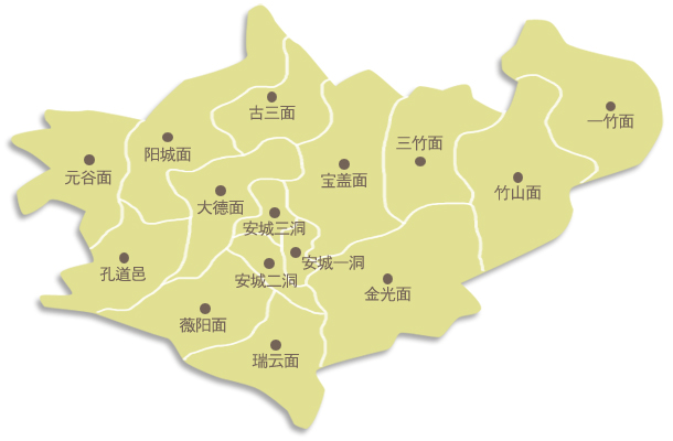 行政区划，乌山市，龙仁市，平泽市，天安市，镇川郡，孔道邑，宝盖面，金光面，瑞云面，薇阳面，大德面，阳城面，元谷面，一竹面，竹山面，三竹面，古三面，安城一洞，安城二洞，安城三洞