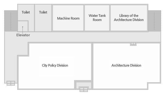 Elevator, Toilet, Machine Room, Water Tank Room, Library of the Architecture Division, Architecture Division, City Policy Division