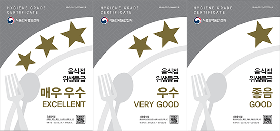 음식점 위생등급 인증포스터